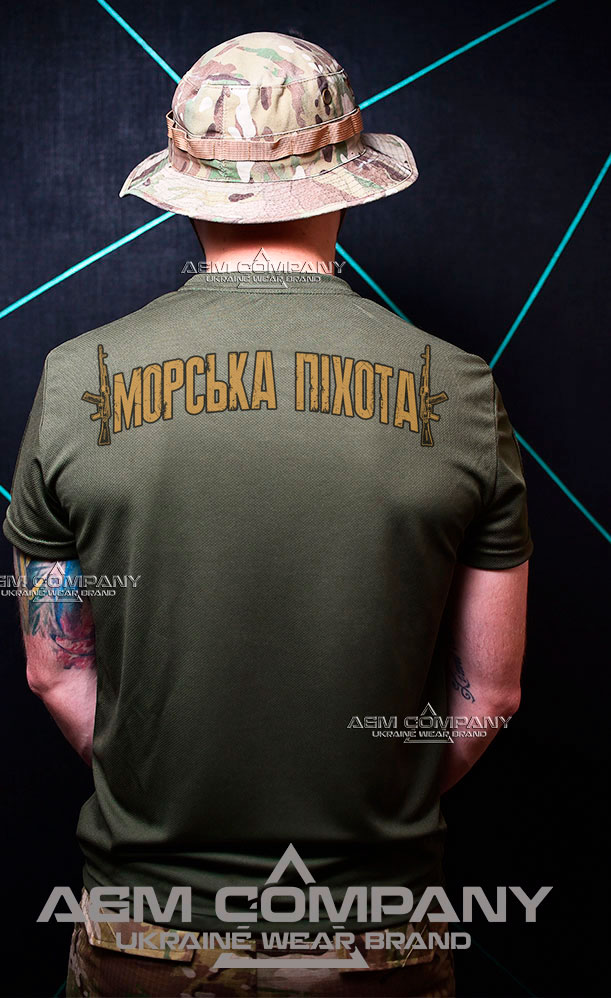 Футболка ЗСУ Coolmax МОРСЬКА ПІХОТА олива - Зображення 2