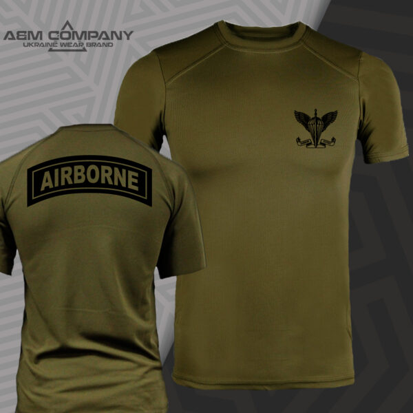 Футболка ЗСУ Coolmax AIRBORNE UKRAINE колір олива
