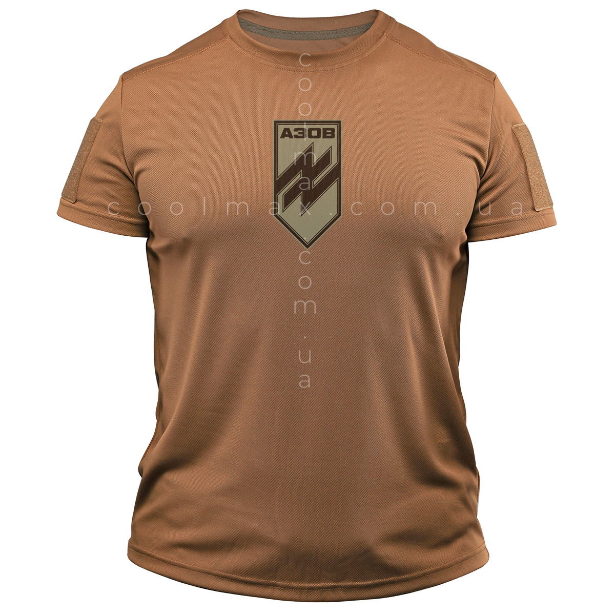 Тактична футболка CoolMax АЗОВ olive logo койот