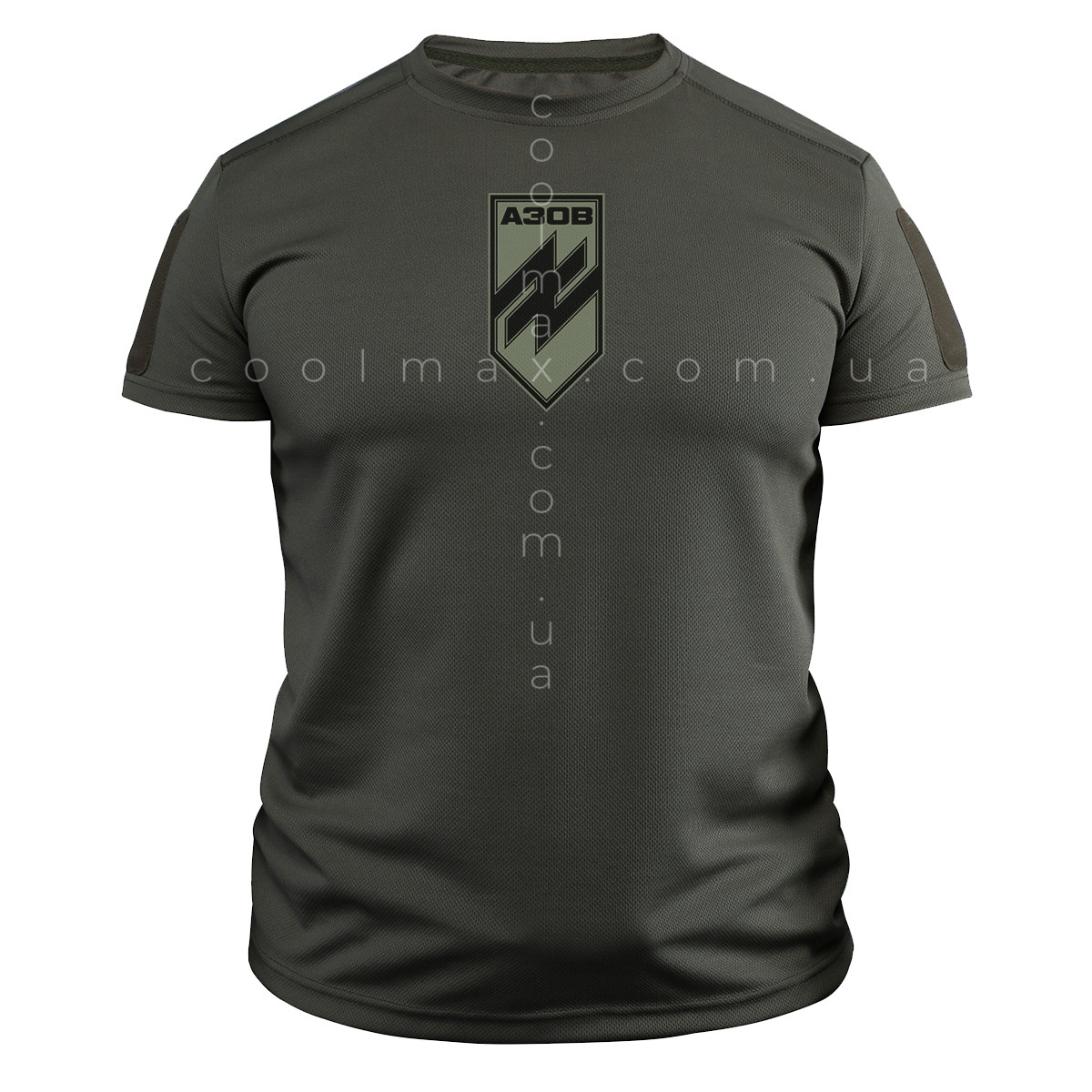 Тактична футболка CoolMax АЗОВ olive logo олива
