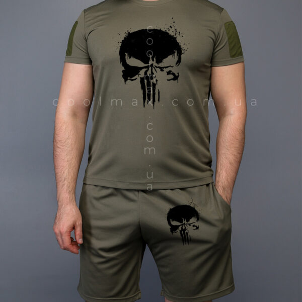 Комплект літній Coolmax футболка + шорти PUNISHER Олива