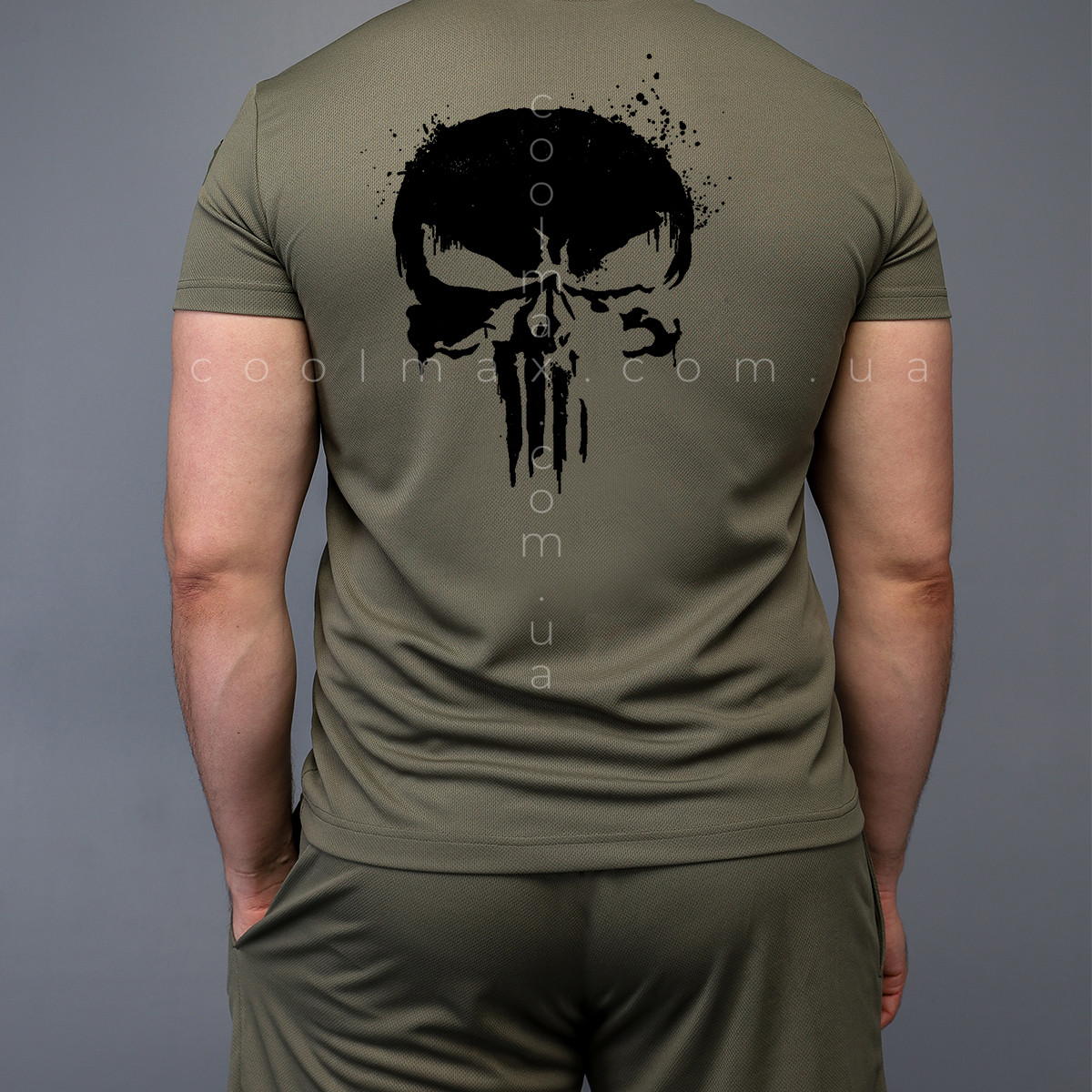 Комплект літній Coolmax футболка + шорти PUNISHER Олива - Зображення 2