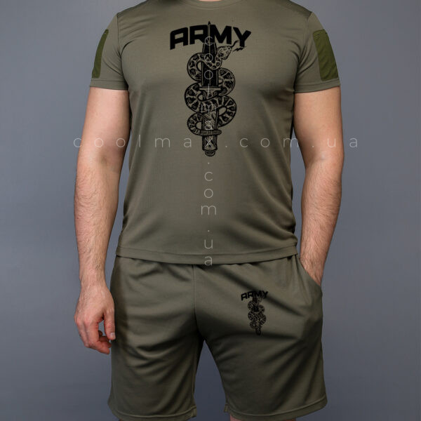 Комплект літній Coolmax футболка + шорти Army Ukraine Олива